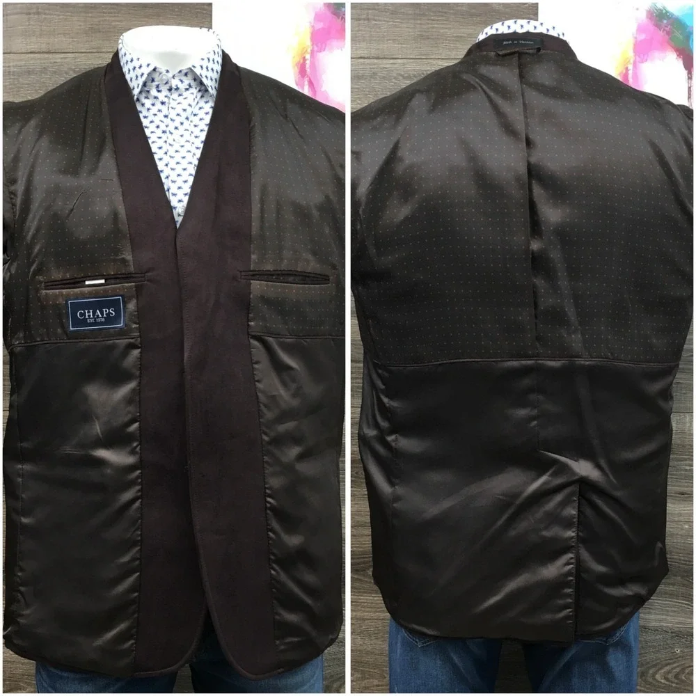 CHAPS Mens Faux‎ Suede Blazer Sport Coat Casual Jacket Size 44R Classic Suit